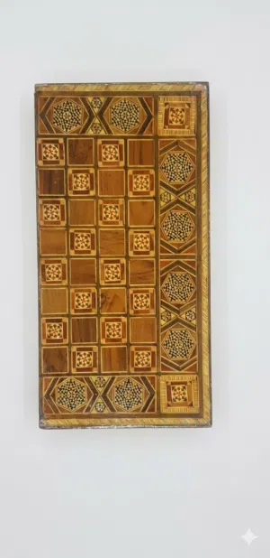 طاولة زهر "أنتيك" شغل دمشقي فاخر وحجم كبير (50×25 سم)