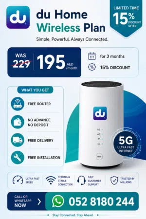 Du Home wifi internet connection all over UAE