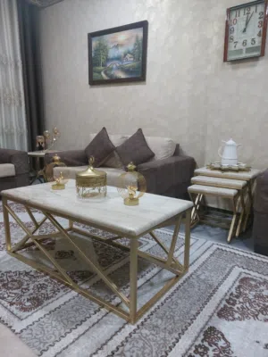 طاولات رخام رجلين حديد دهان حراري