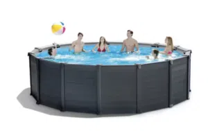 بركة سباحة انتكس تصميم ثقيل سبيشال الواح رماديه جراڤيتي مقاس 4.78 متر ارتفاع 1.24متر