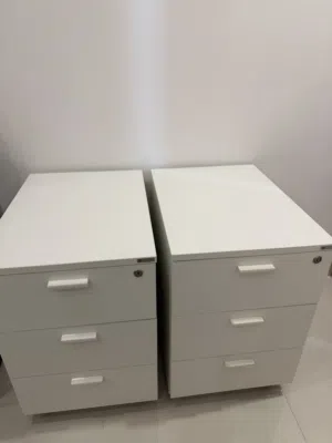 Pair of Matching brand BAFCO 3-Drawer White Mobile Office size 56x41 cm