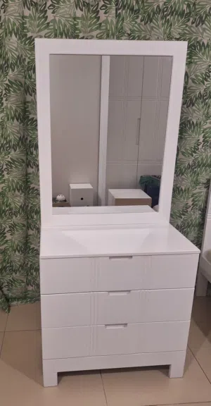 White Dressing Table with chair for FREE. Both good condition. 3 drawers and mirror. Negotiable.