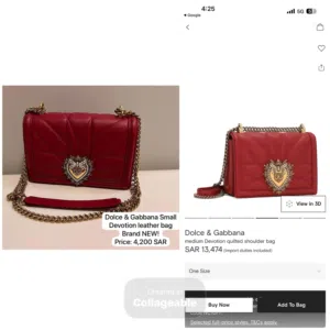 Dolce & Gabbana Devotion Small Leather Bag – Red (Brand New)