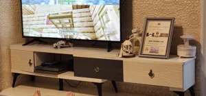 TV Trolley Adjustable Length, Center Coffee Table and Show pieces.