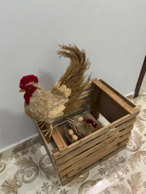 Handmade japanese folk art - Rooster and Hen in nest