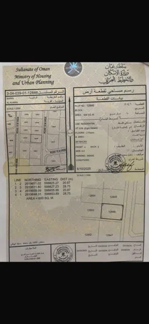 ارض سكنيه للبيع في رميس مفتوحه من جهتين