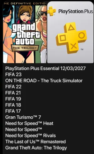 حساب بلي 4+5 للبيع مع كل الالعاب الي مذكورت بسعر 15$ فقط