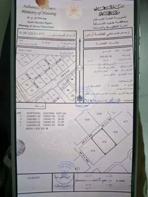 Residential Land for Sale in Al Sharqiya Sur