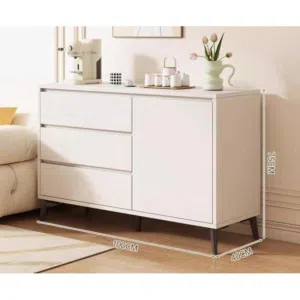 خزانة خشبية عصرية متعددة الاستخدام ب 3 جرارات و خزانة جانبيه المقاس 100*40*75 سم