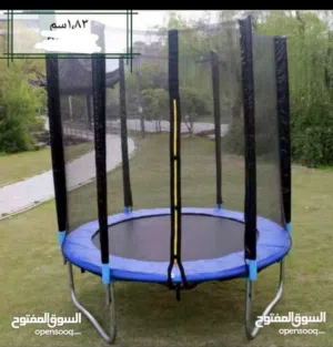 ترامبولين نطيطه مقاس 183 سم قطر نوع ثقيل تي / مع شبك حماية تحمل أوزان عاليه اصلي