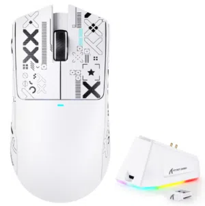 متوفر ماوس attack shark x11 لون ابيض لاسلكية مع لزقات grip tape بسعر 17 دينار