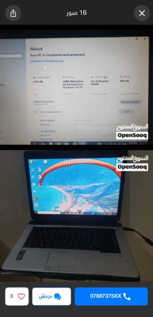 لابتوب Toshiba مستعمل للبيع  بنضام ويندوز