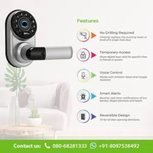 "قفل ذكي ZKTeco ML300 – يعمل ببصمة الإصبع وكود سري وبلوتوث لفتح الأبواب بسهولة وأمان متكامل"