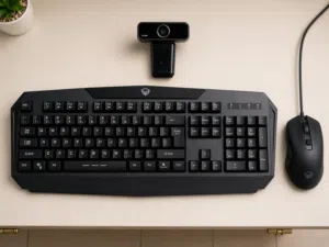keyboard and mouse and camera
