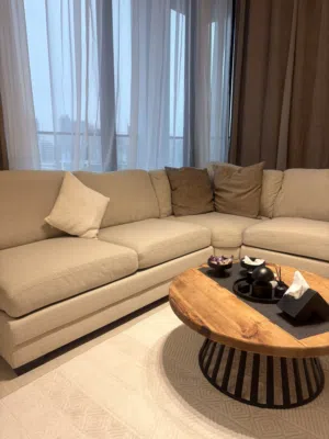 Beige Living Room + Coffee Table