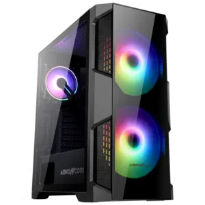 كيس جيمنج للتجميعات فارغ مع 3 مراوح ار جي بي ملون - ABKONCORE HELIOS H500G 3X RGB FANS GAMING CASE