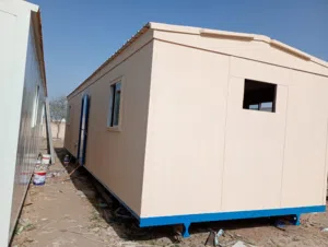 Refurbished plywood portacabin with two rooms, 1 toilet and 1 pantry
