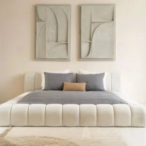 Selling my cream upholstered low-profile platform bed — Brand New