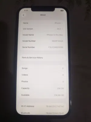 12 pro max 256 GB battery 100 change screen and battery new face id not work last 58