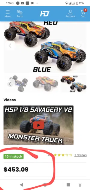 سياره ريموت كنترول ماركه HSP دفع رباعي جديده 3S lipo battery capability