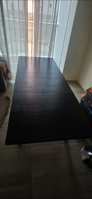Solid dark wood coffee table and chears - good condition