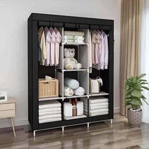 دولاب الملابس سفري متعدد الأستخدام قماش 3 فتحات   خزانة القماش مثالية لتخزين الملابس أو أشياء أخرى