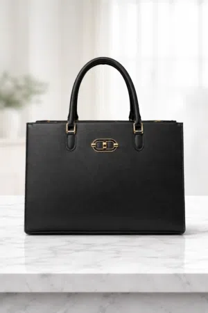 Elegant Black Handbag Premium quality black handbag with stylish gold detail  Simple, classy, and m