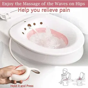 مقعد حمام المقعدة العلاجي قابل للطي لمقعد التواليت مناسب للبواسير و للعناية مابعد الولاده مع بخاخ