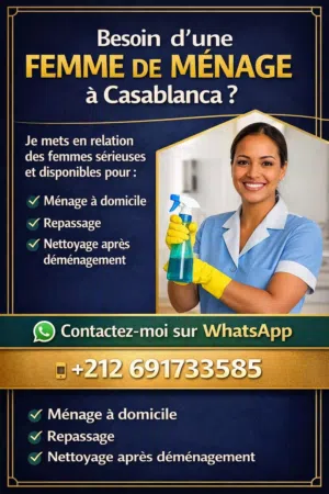 Femme de ménage disponible à Casablanca — Mise en relation rapide