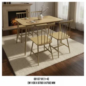 طقم طاولة طعام خشبية ومعدنية مودرن 4 كراسي - D01371R