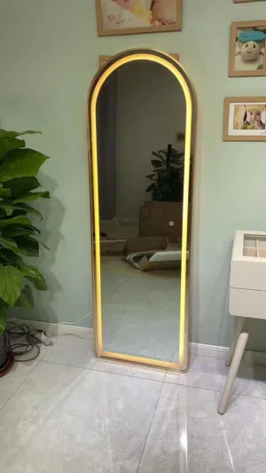 Long mirror with led light