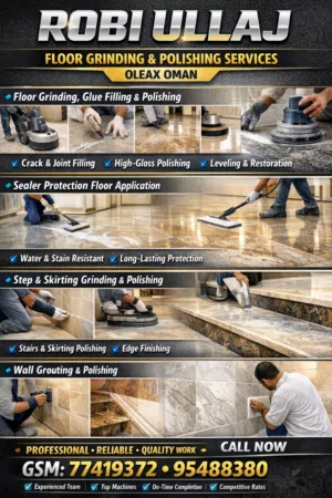 Marble Floor Grinding & Polishing 3 OMR per sqm  All Oman
