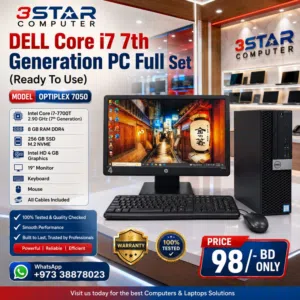 Dell Core I7 7th Gen Computer 19" Monitor 8GB RAM SSD M.2 35x Fast WIN 11Pro/MS Office