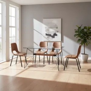 طقم طاولة طعام زجاجية حديثة مع 4 كراسي - DTC 904