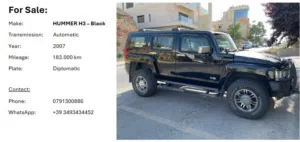 Hummer H3 Black diplomatic
