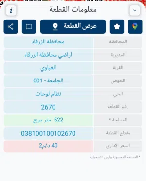 Residential Land for Sale in Zarqa Al-Ghabawi