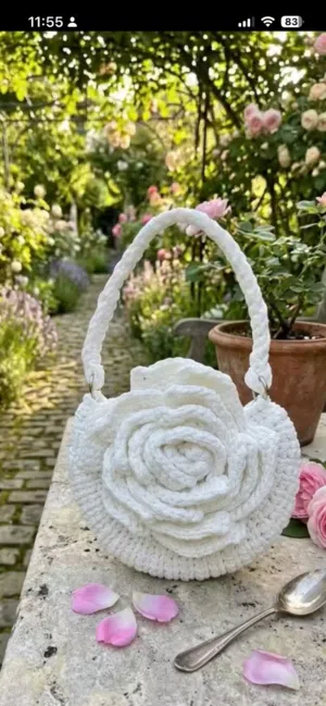 Crochet flower handbag