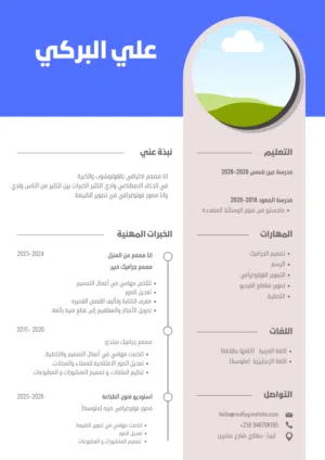 تصميم سيرة ذاتية ( cv )حديثة وعصرية