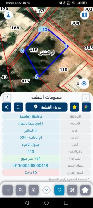 قطعه ارض ام نجاصه ام الدنانير