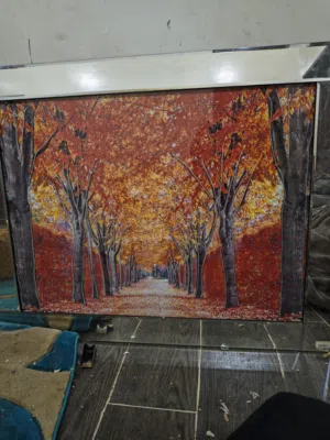 لوحه جداريه عليها رسمه اشجار الخريف الصفراء من Elite Art الحجم  96cm× 76cm اطار مرايه فاخر خصم66%