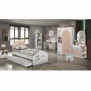 طقم غرفة نوم أطفال "Hello Beautiful" مودرن مكون من 8 قطع - موديل BM 305