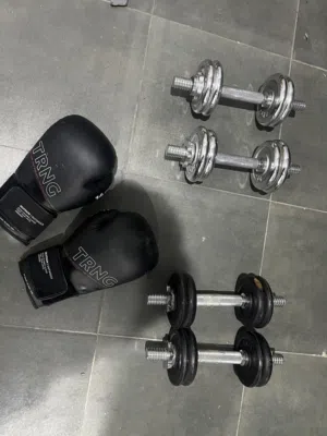 Dumbbells + boxing gloves set