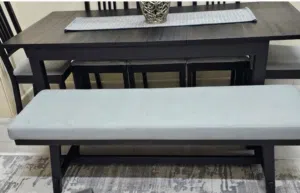 Solid wood long bench for 4 siters