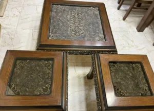 طاولات خشب زان (طاولة وسط + 2 طاولات جانبية)