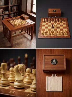 طاولة شطرنج خشبية وقطع شطرنج خشبية أميرية فاخرة (خشب الماهوجني و الأبنوس) — Chess