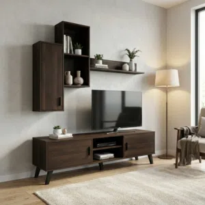 طاولة تلفزيون بني 160 سم مع ارفف خشب ماركة بيتي