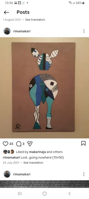 Hand painted ..lonely, lost Zebra..going nowhere.. Acrylic paints