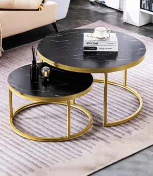 marble nesting table x 2