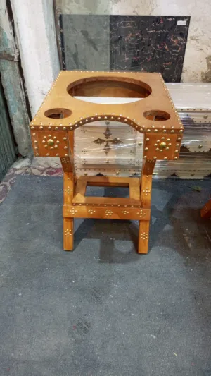 Traditional Wooden Holder with Brass Accents  Home Décor Stand