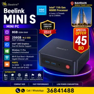 Fast Mini PC Deal – Beelink Mini S  11th Gen  8GB Ram 256GB M.2 Ssd 45 BHD